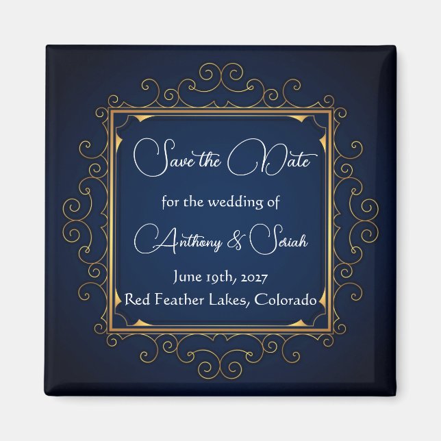 Imán Blue and gold "save the date" magnet (Frente)