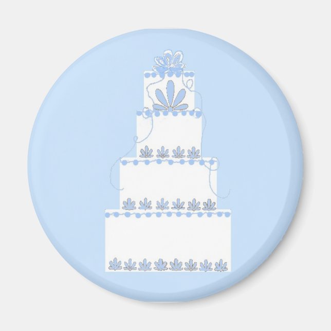 Imán Blue and White Wedding Cake (Frente)