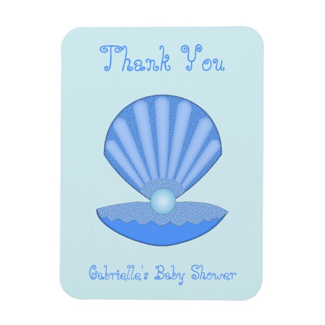 Imán Blue Baby Boy Oyster shell y Pearl Baby Shower (Vertical)