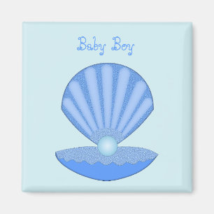 Imán Blue Baby Boy Oyster shell y Pearl Personalizado
