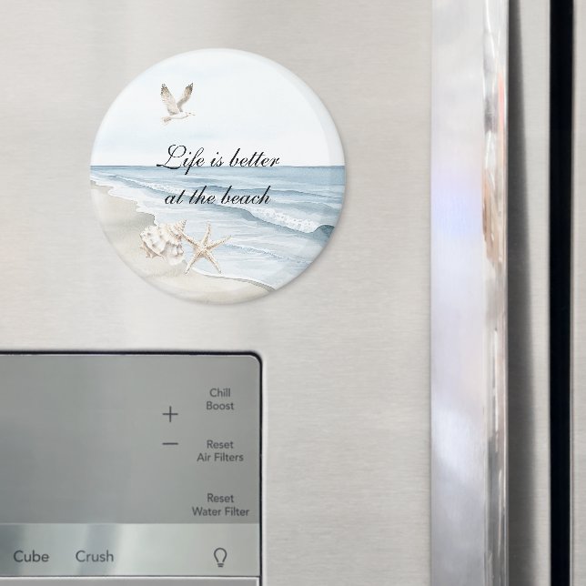 Imán Blue Beach Ocean Starfish Sea Birds  (In situ (nevera))