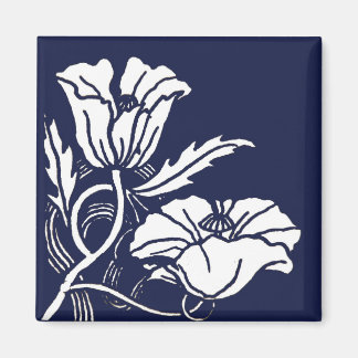 Imán Blue Beardsley Poppies Magnet