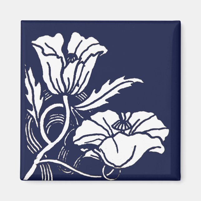 Imán Blue Beardsley Poppies Magnet (Frente)