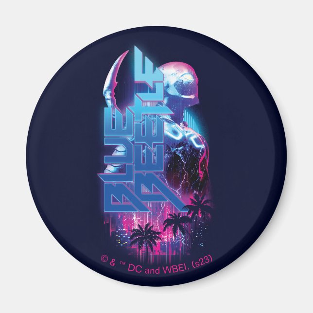 Imán Blue Beetle Retrowave City Lights (Frente)