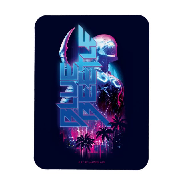 Imán Blue Beetle Retrowave City Lights (Vertical)