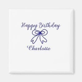 Imán Blue bow CUTIE AGREGAR NOMBRE DE BEBÉ feliz cumple