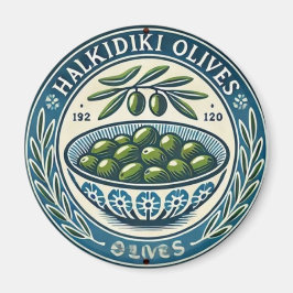 Imán Blue Bowl Greek Olive Picture Design