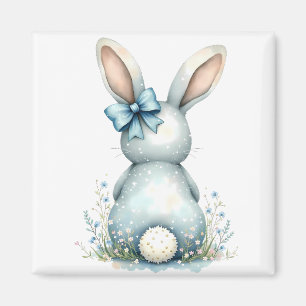 Imán Blue Bunny Tail Cottontail Easter Bunny con huevos