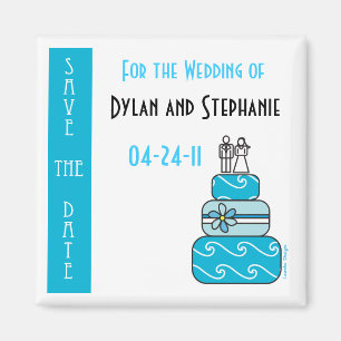 Imán Blue Cake Save the Boda Date Magnet