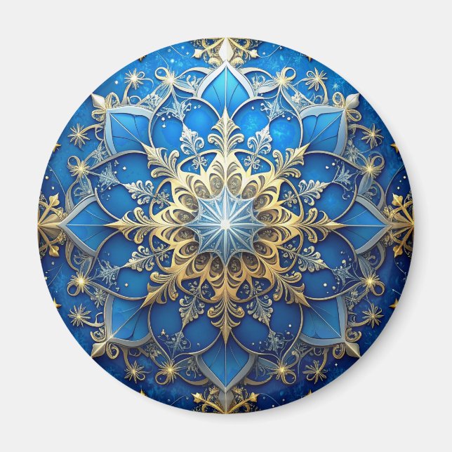Imán Blue Decorative Christmas Holiday Magnet (Frente)