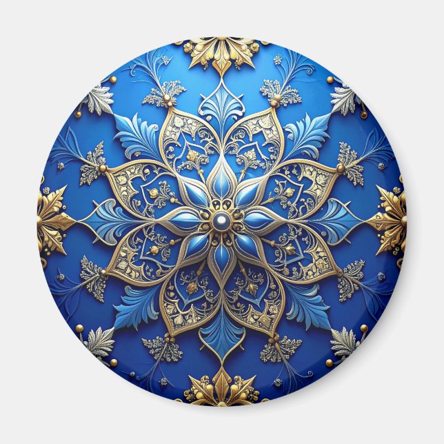 Imán Blue Decorative Christmas Holiday Magnet (Frente)