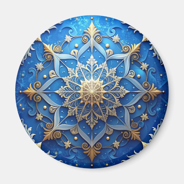 Imán Blue Decorative Christmas Holiday Magnet (Frente)