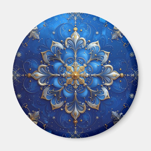 Imán Blue Decorative Christmas Holiday Magnet (Frente)