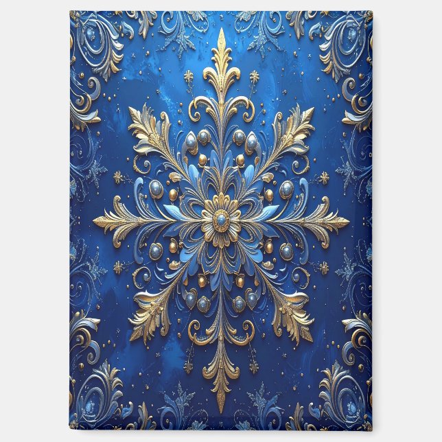 Imán Blue Decorative Christmas Holiday Magnet (Anverso)