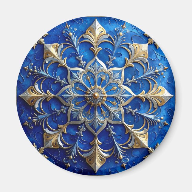 Imán Blue Decorative Christmas Holiday Magnet (Frente)