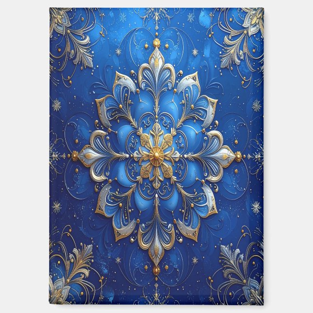 Imán Blue Decorative Christmas Holiday Magnet (Anverso)