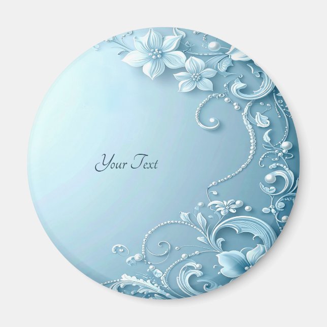 Imán Blue Decorative Floral Magnet (Frente)