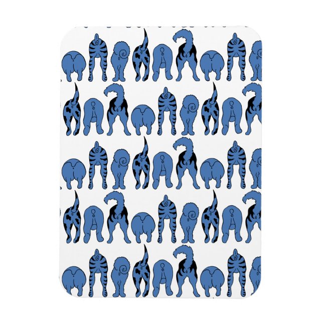 Imán Blue Dog Butts Pattern (Vertical)