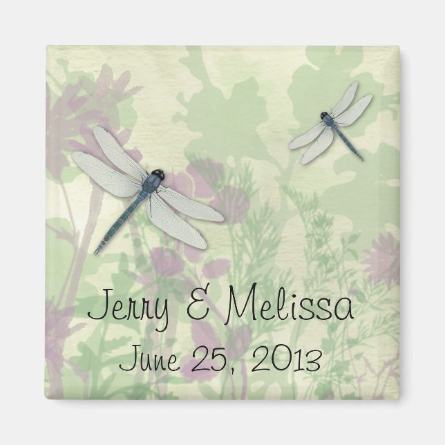 Imán Blue Dragonflies Wedding Favor Magnet (Frente)