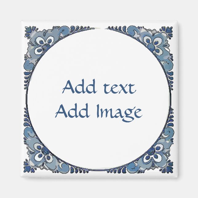 Imán Blue Dutch Look, añadir texto, (Frente)