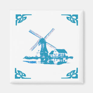 Imán Blue Dutch Windmill Delft Look