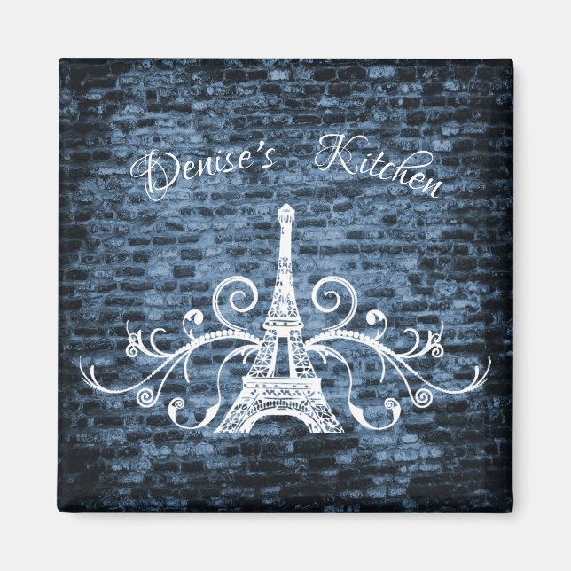 Imán Blue Eiffel Tower Grunge Magnet (Frente)