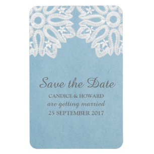 Imán Blue Elegant Lace Save the Date Flexi Magnet