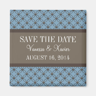 Imán Blue Fancy Lattice Save the Date Magnet