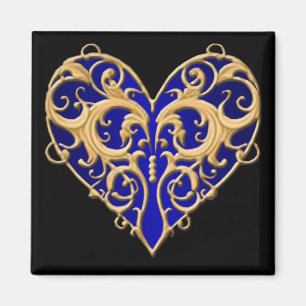 Imán Blue Filigree Heart Magnet