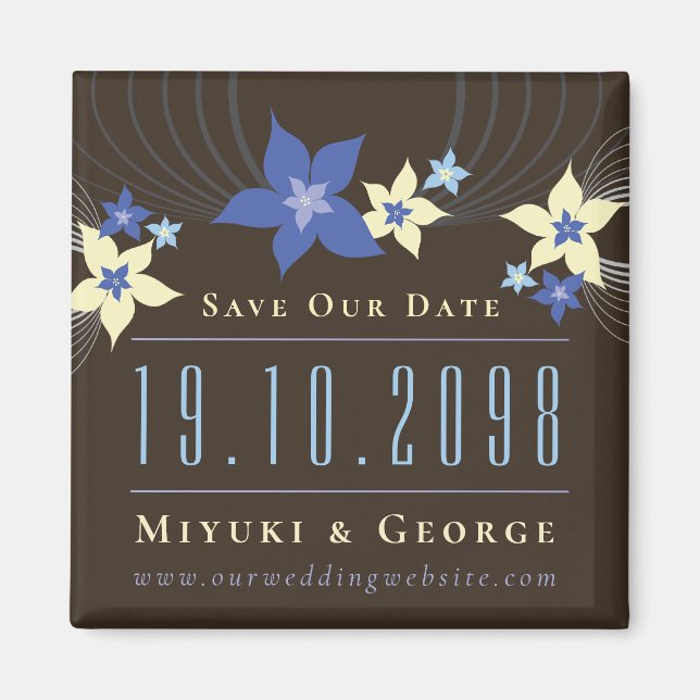 Imán Blue Frangipani Beach Wedding Save The Date Magnet (Frente)