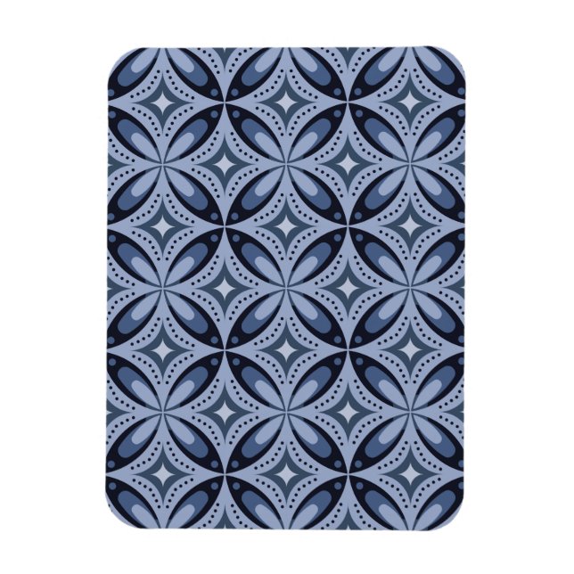 Imán Blue Geometric Pattern Retro Style (Vertical)
