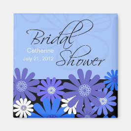 Imán Blue Gerber Daisy Bridal Shower Magnet