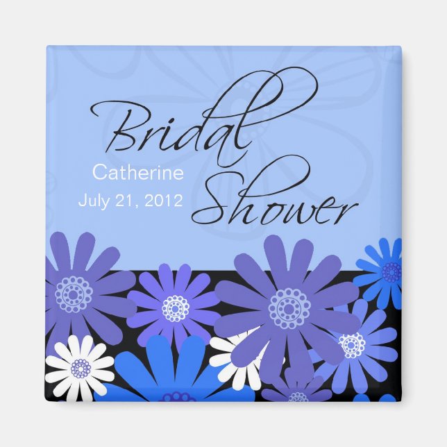 Imán Blue Gerber Daisy Bridal Shower Magnet (Frente)