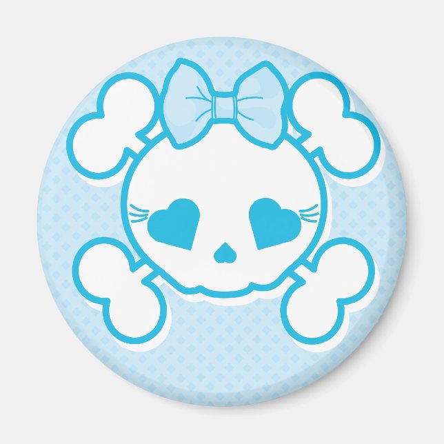 Imán Blue Girly Skull Magnet (Frente)