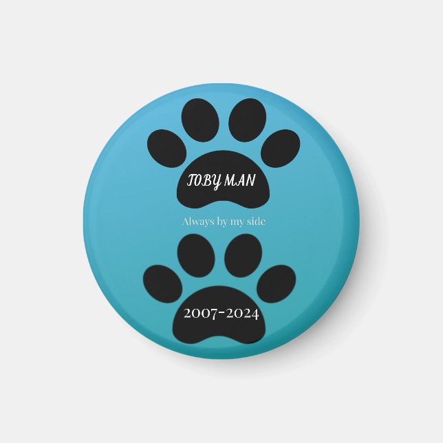 Imán Blue Gradient Double Paw Print Remembrance (Frente)