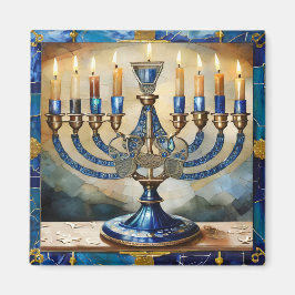 Imán Blue Hanukkah Menorah