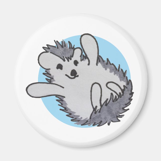 Imán Blue Happy Cute Hedgehog (Frente)