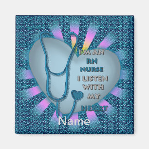 Imán Blue Heart RN Nurse Magnet