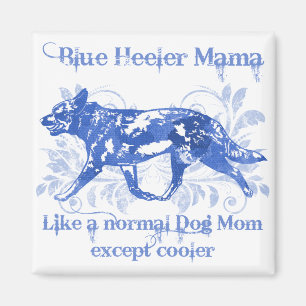 Imán Blue Heeler Mama Watercolor Azul