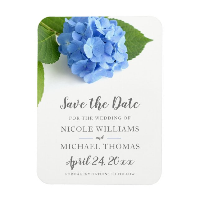 Imán Blue Hydrangea Floral Save the Date (Vertical)