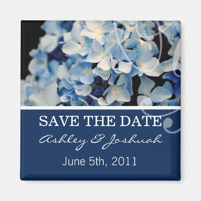 Imán Blue Hydrangea Save the Date Magnets (Frente)