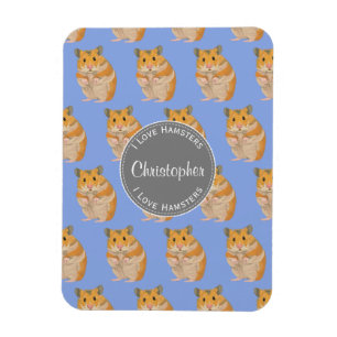 Imán Blue I love Hamsters Hamster Hamster Pattern