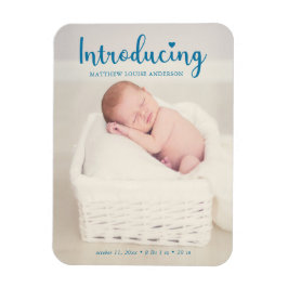 Imán Blue Introducing Baby Boy Guión Vertical Moderno