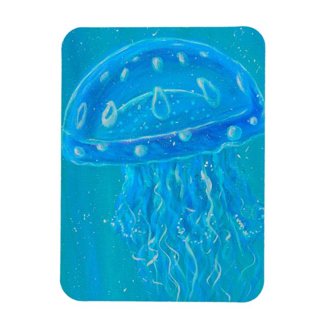 Imán Blue Jellyfish Painting (Vertical)