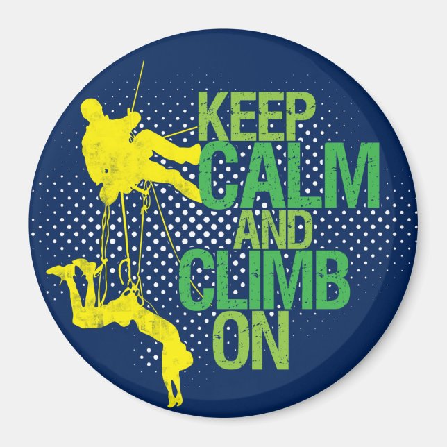 Imán Blue Keep Calm and Climb On Rock Climbing Magnet (Frente)