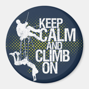 Imán Blue Keep Calm and Climb On Rock Climbing Magnet