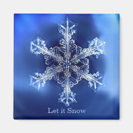 Imán Blue Let it Snowflake 2 Inch Square Magnet