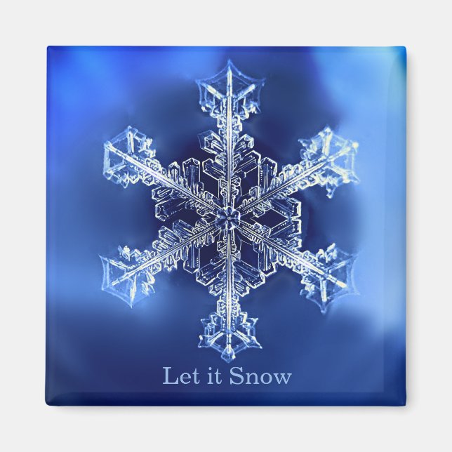 Imán Blue Let it Snowflake 2 Inch Square Magnet (Frente)