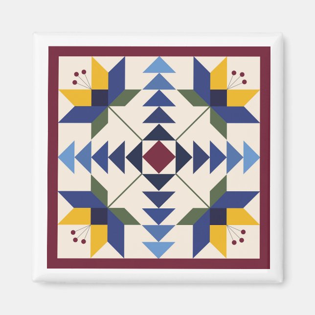 Imán Blue Lilies Barn Quilt Magnet (Frente)