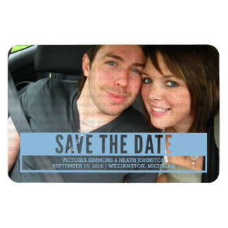 Imán Blue Modern Cut Out Save the Date Magnet